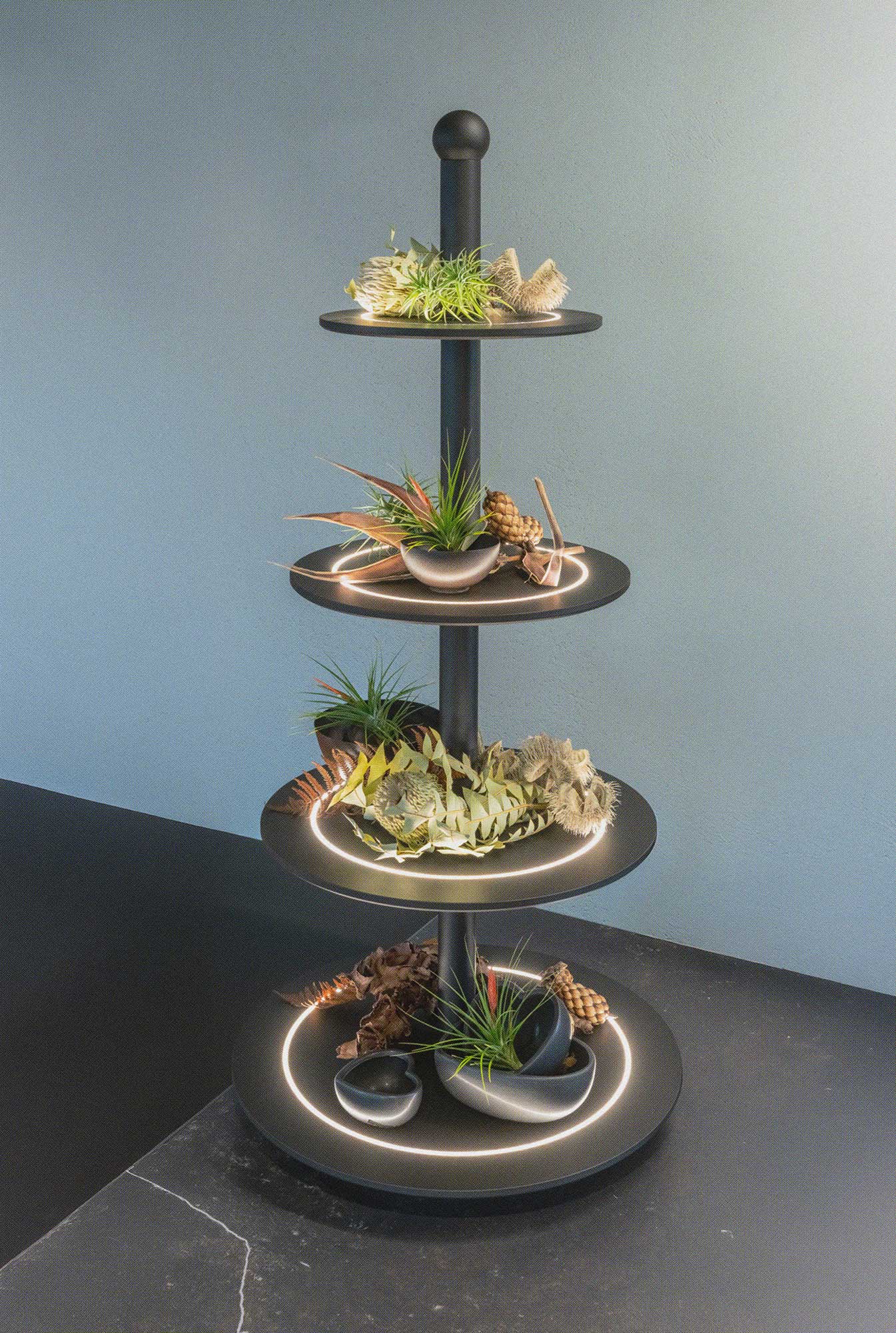 Etagere Eclipse mit eingelassenem LED-Band